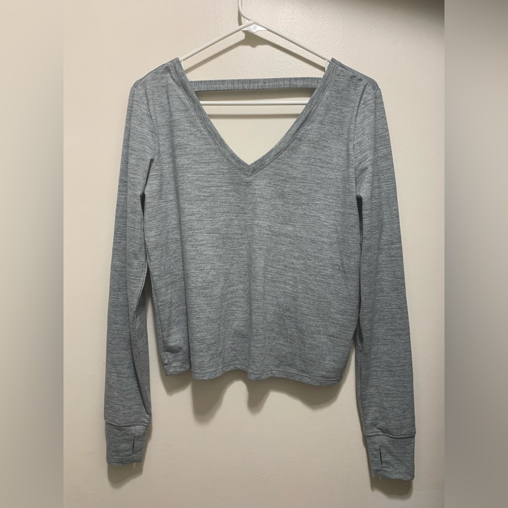 Light Grey Long-sleeved open back top